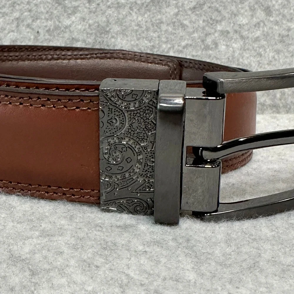 Robert Graham Men's Size 38 Reversible Cognac Brown Leather Dress Belt NWT